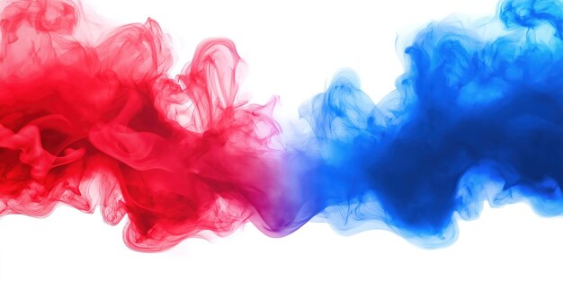 Los vibrantes colores rojos y azules del humo dominan la escena en la pantalla de gradiente Las transiciones rojas a más claras