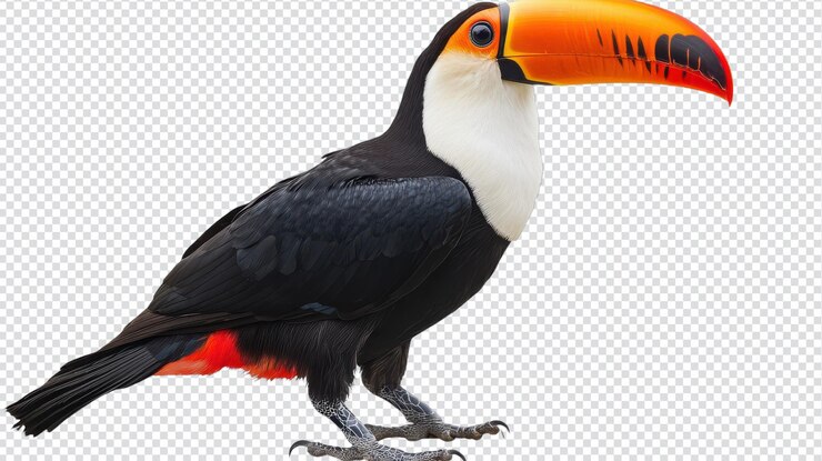 PSD vibrantes y coloridas aves tucanes aisladas en un fondo transparente para proyectos de naturaleza y vida silvestre