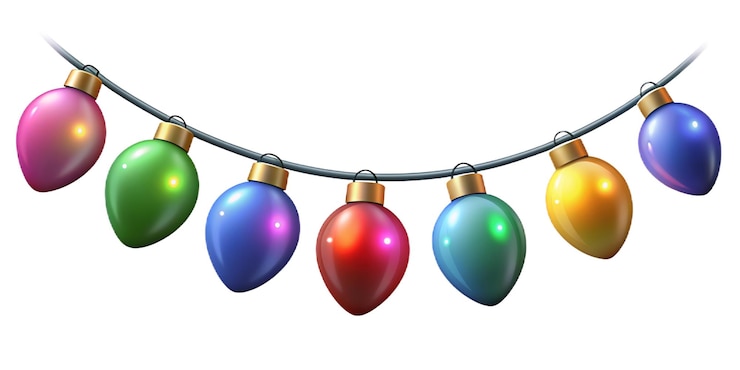 PSD vibrantes y lujosas guirnaldas de navidad y año nuevo que brillan en tonos dorados y coloridos