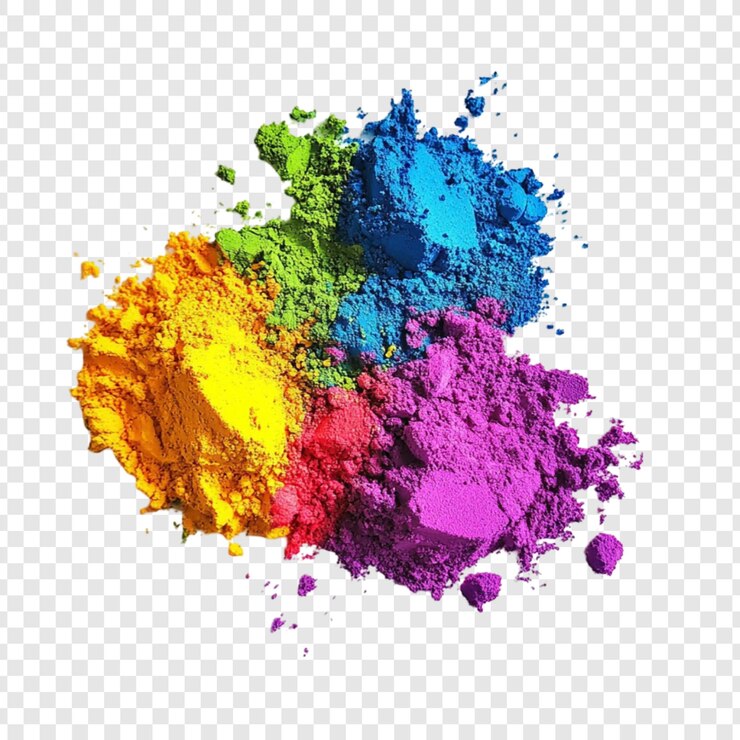 PSD los vibrantes pigmentos en polvo de colores explotaron en un arco iris de tonos amarillo naranja rojo verde azul púrpura crean una impresionante salpicadura artística de color