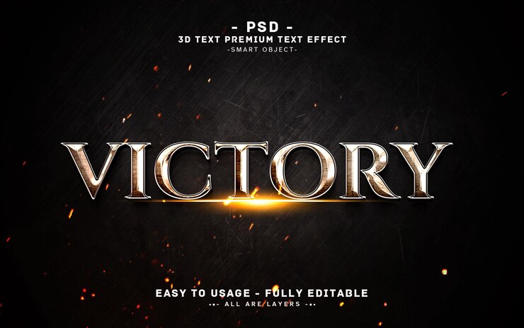 PSD victory 3d text-effekt-psd