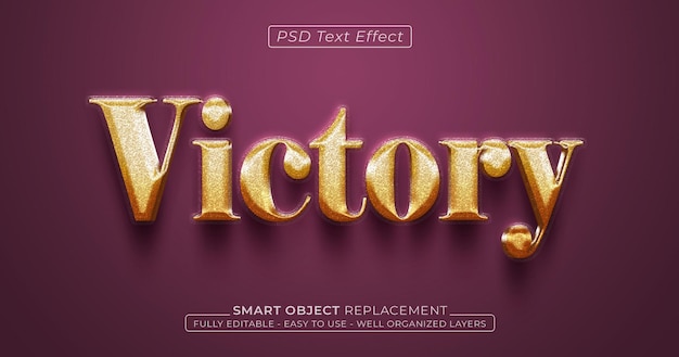 Victory-gold-texteffekt bearbeitbarer 3d-stil