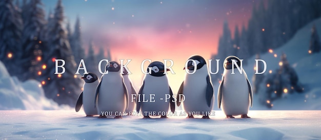 PSD la vida de un grupo de pingüinos en la antártida con extensiones de hielo y agua de mar