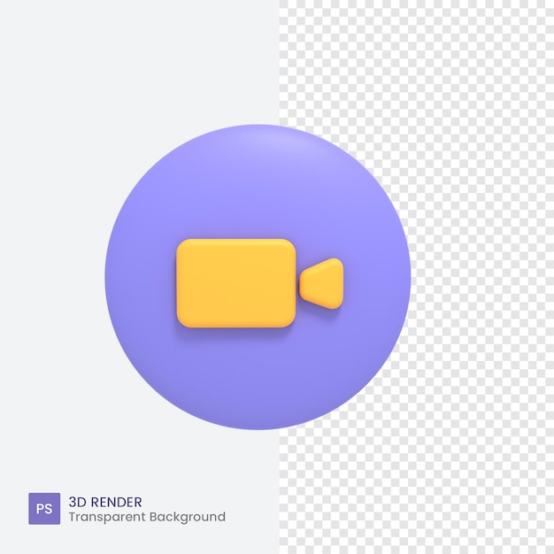 PSD vidéo bleue 3d ou icône de caméra pour conférence ou vidéoconférence de réunion