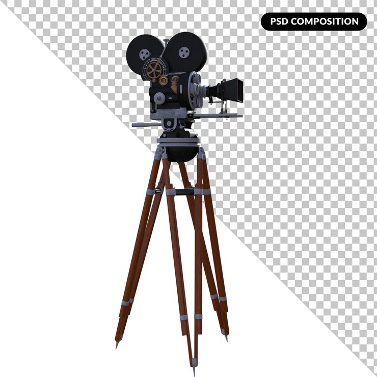 PSD video de cámara de trípode aislado renderizado 3d