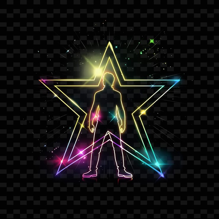 PSD vídeo de endosso de néon brilhante com uma paisagem de celebridade neon line art paisagem de fundo