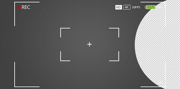 PSD vídeo do visor da câmera ou ilustração de estilo plano do gravador de moldura de foto. visor de câmera digital