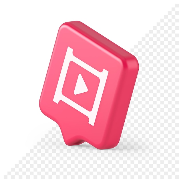 video film multimedia content play button digital player broadcasting 3d realistic speech bubble icon