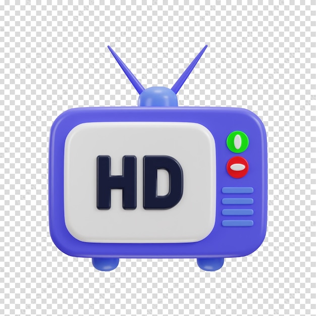 Vídeo HD en el icono de televisión inteligente retro 3d renderizado