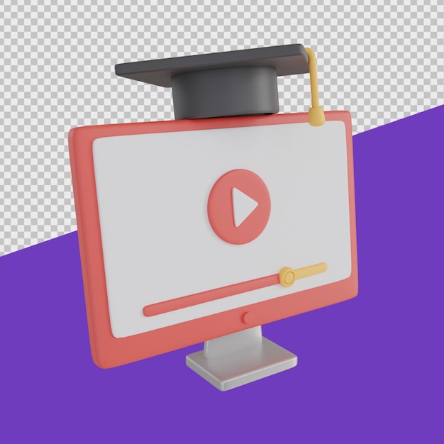 Video Learning Online 3D Education Ilustrações