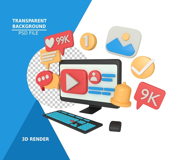 vidéo de médias sociaux de modélisation 3d sur ordinateur