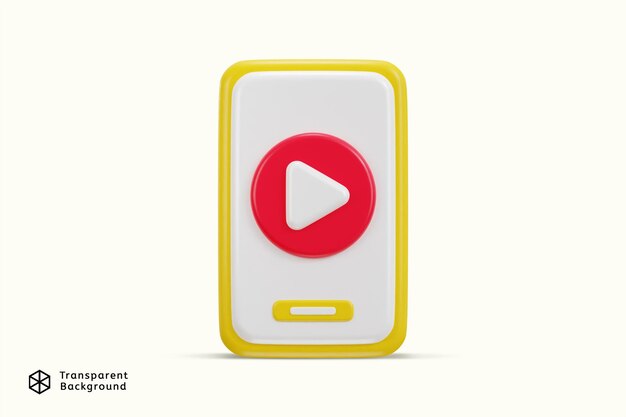 Video-Play-Knopf-Symbol mit Telefonsymbol 3D-Rendering-Vektorillustration