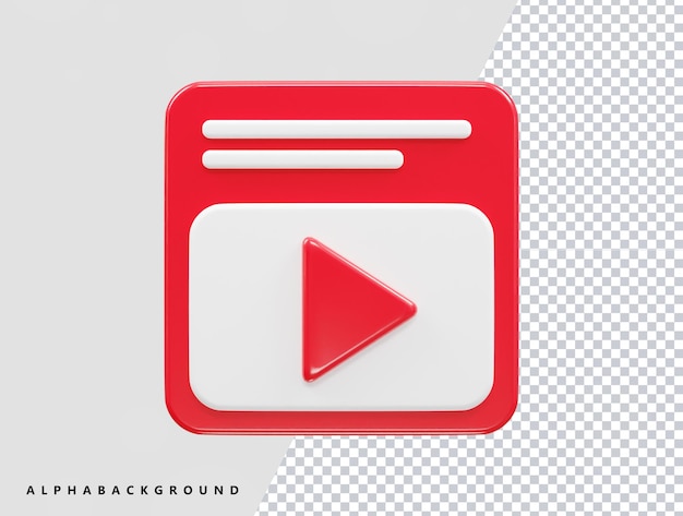 PSD video-player-symbol 3d-illustrationsvektor transparentes element