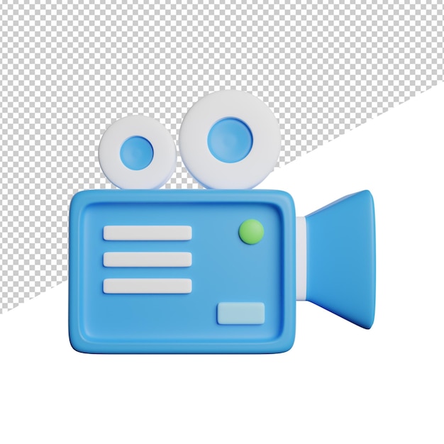PSD video recorder maker vista frontal ilustração de ícone de renderização 3d em fundo transparente