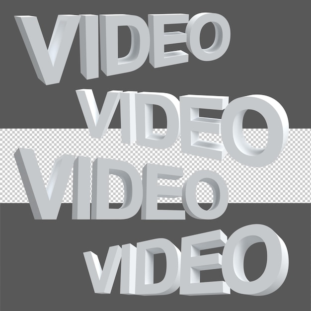 Video texto Alfabeto Set 3D render ilustración