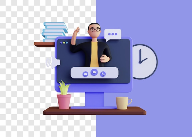Videochiamata 3d illustrazione concetto