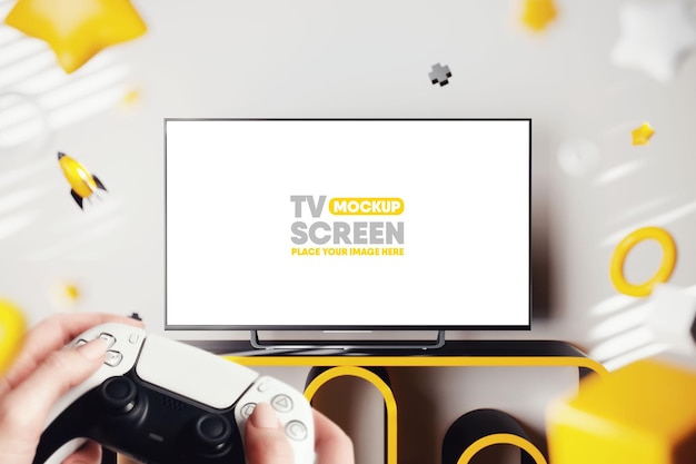 PSD videospiel-fernsehbildschirm-mockup