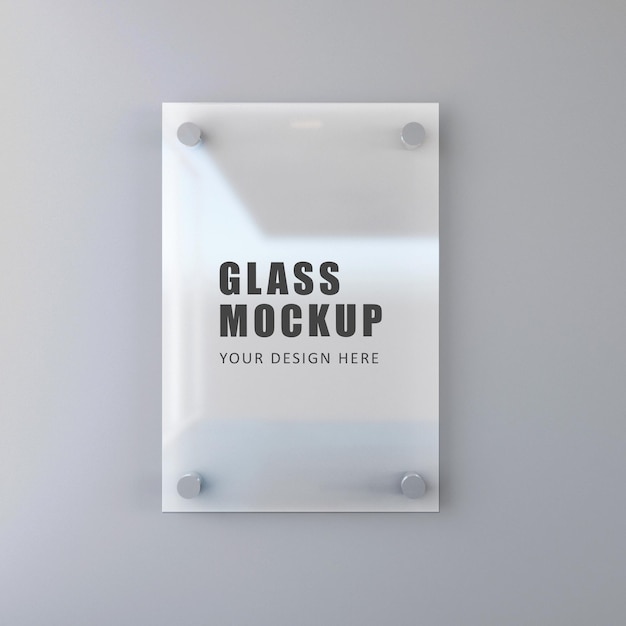 Vidrio en diseño de maqueta de pared blanca en renderizado 3d