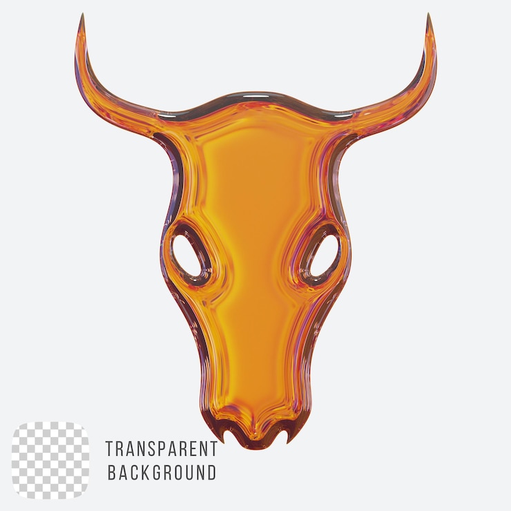 PSD vidrio de dispersión psd una cabeza de vaca forma abstracta renderización 3d en fondo transparente