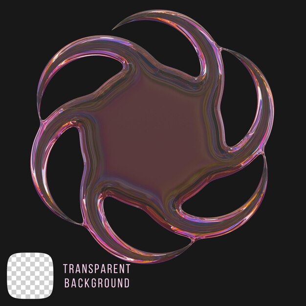 Vidrio de dispersión Psd y2k forma abstracta renderizado en 3D sobre un fondo transparente