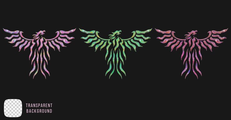 PSD vidrio de dispersión psd y2k forma de fénix abstracta renderización en 3d