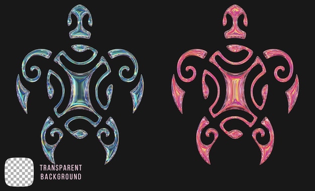 vidrio de dispersión psd y2k forma de tortuga abstracta renderización en 3D