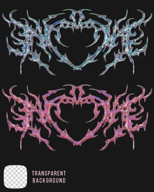 vidrio de dispersión psd y2k forma tribal abstracta renderización en 3D