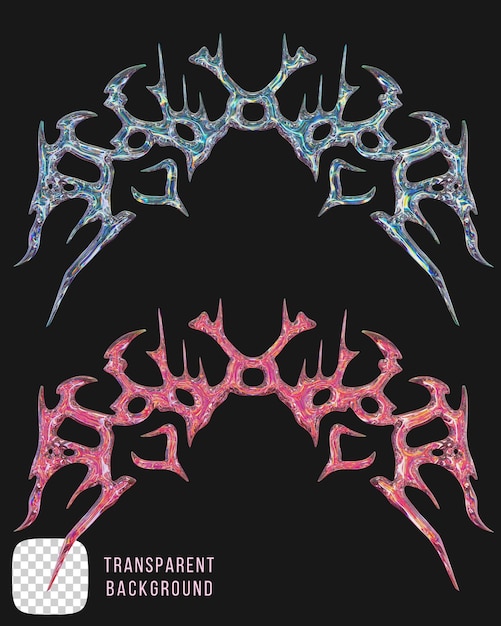 vidrio de dispersión psd y2k forma tribal abstracta renderización en 3D