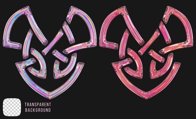 Vidrio de dispersión Psd y2k resumen Rendering en 3D en forma de corazón
