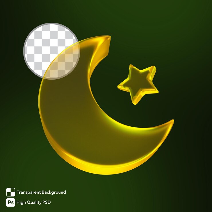 PSD vidrio y luna dorada y estrella