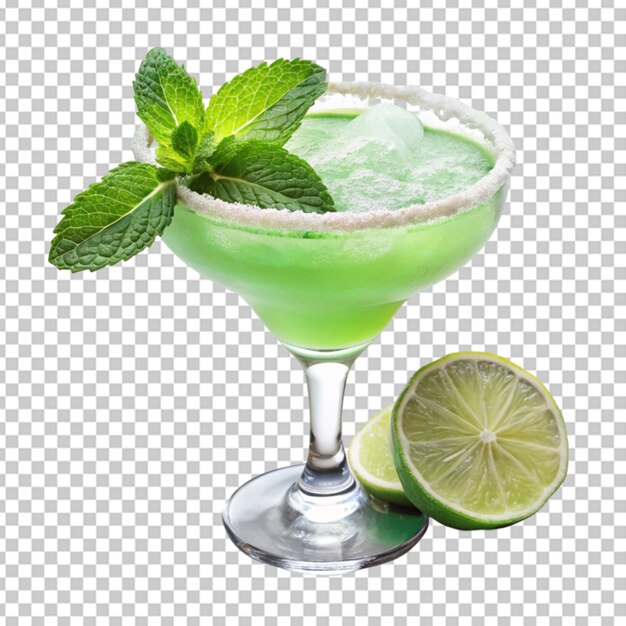 PSD de vidrio de menta margarita de fondo transparente