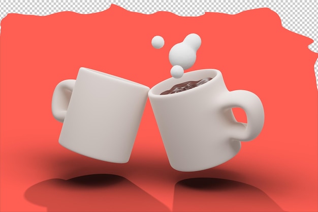 Vidrios fríos y calientes de diseño 3d que chocan