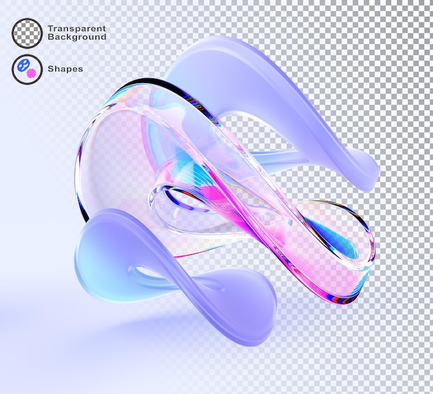 Vidro abstrato formas de loop infinito fundo 3d brilhante transparente e anéis de morfismo onda de arco-íris plástico e formas líquidas textura gradiente círculos torcidos holográficos em movimento