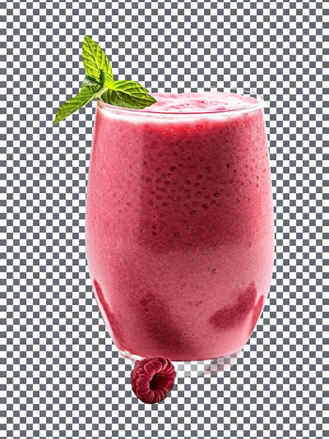 Vidro de smoothie de framboesa lim isolado sobre um fundo transparente