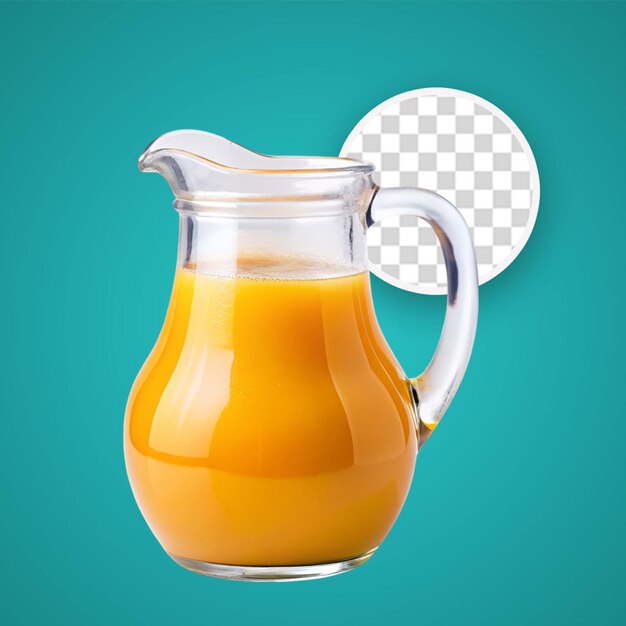 PSD vidro e jarro com suco de laranja em fundo transparente