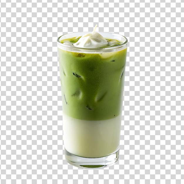 PSD vidro em matcha gelada isolado em fundo transparente