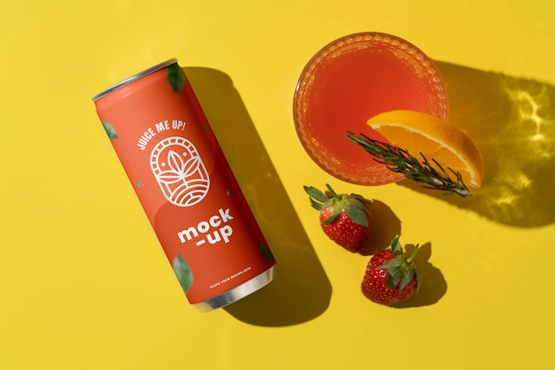 Vidro pode maquete de design com ingredientes