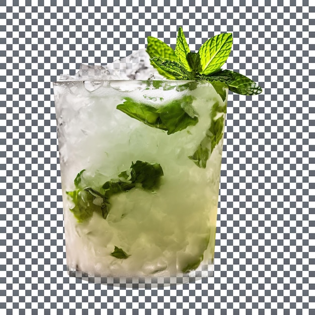 Vidro refrescante de mojito de coco isolado em fundo transparente