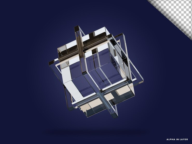 PSD vidro transparente forma geométrica abstrata forma renderizada em 3d moderna