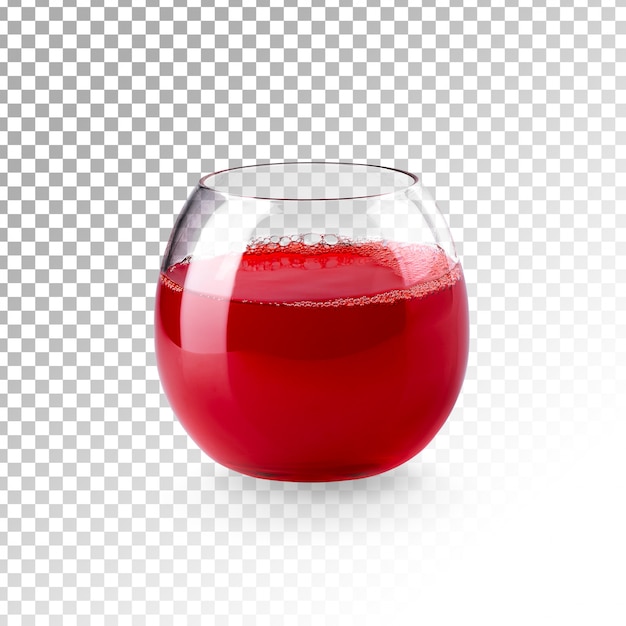 Vidro transparente realista de suco vermelho isolado