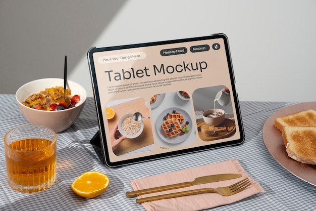 PSD vie morte d'une maquette de tablette sur la table