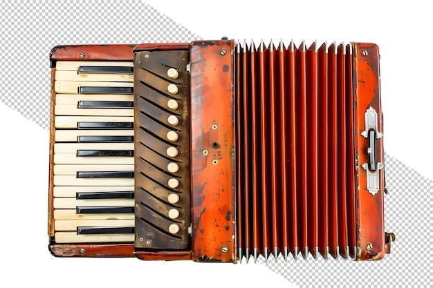 PSD vieil accordéon isolé sur un fond transparent