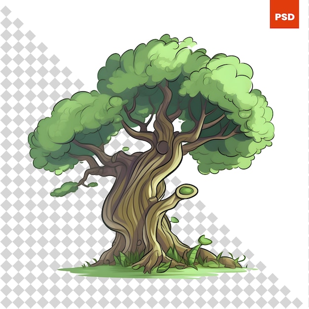 PSD vieil arbre illustration vectorielle isolé sur fond blanc