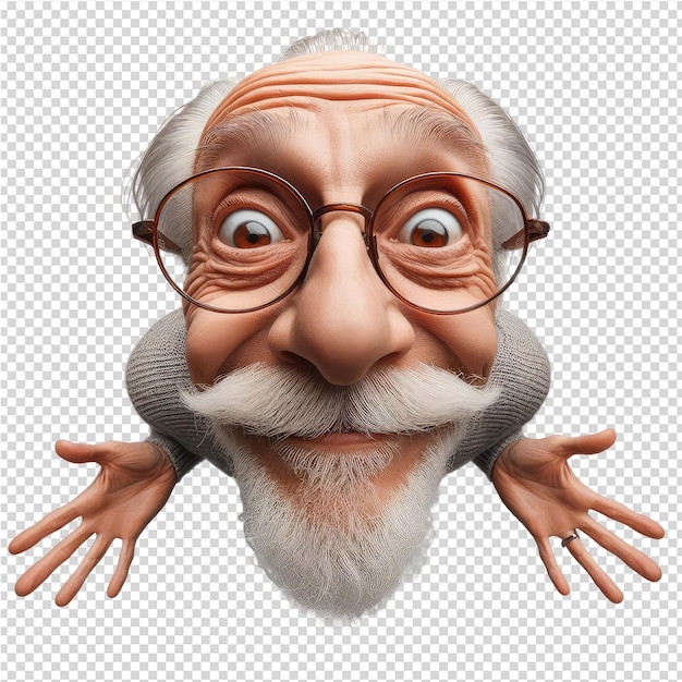 PSD un vieil homme avec des lunettes et une barbe regarde la caméra