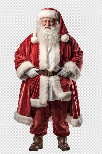 vieil homme portant le costume du père Noël isolé sur fond transparent png ai génératif