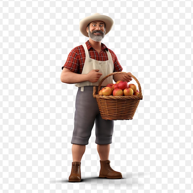 PSD un vieil homme avec un tablier et un tablier avec un tablier qui dit que le fruit est du marché des fruits