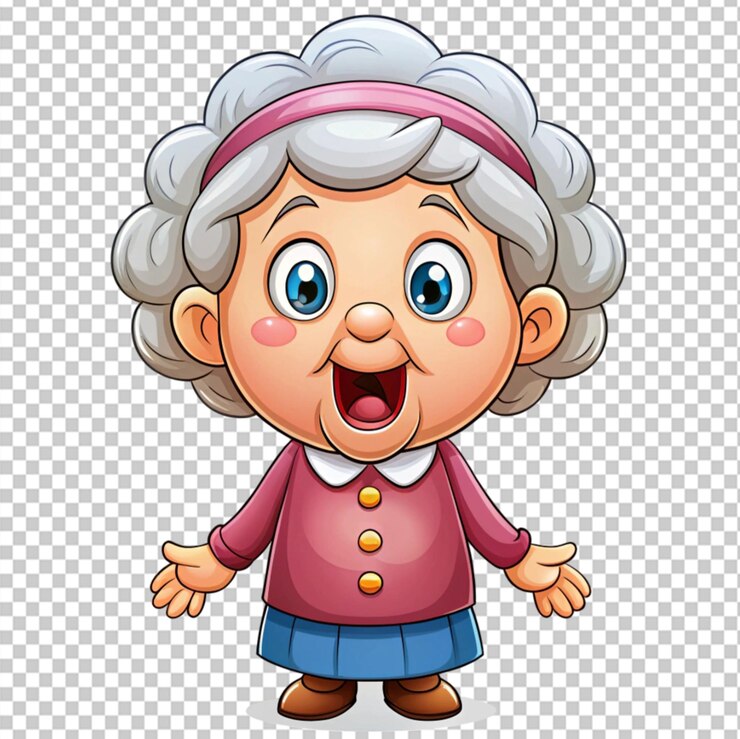PSD une vieille dame sur fond transparent.