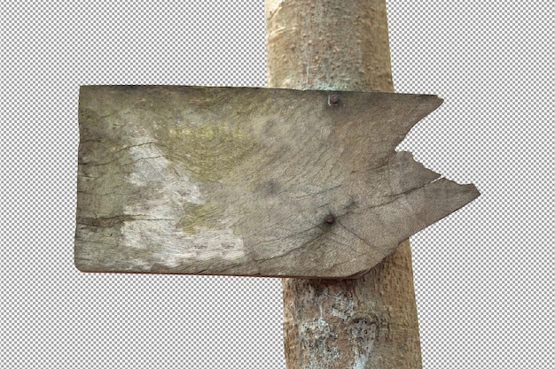 PSD vieille enseigne en bois sur un arbre