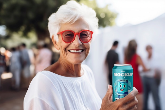 PSD une vieille femme avec de l'alcool.