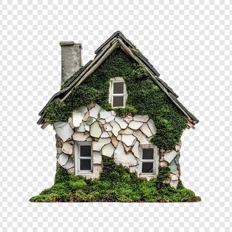 PSD vieille maison isolée sur transparent
